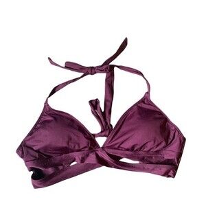 Kona Sol Faux Wrap Purple Cut Out Bikini Top